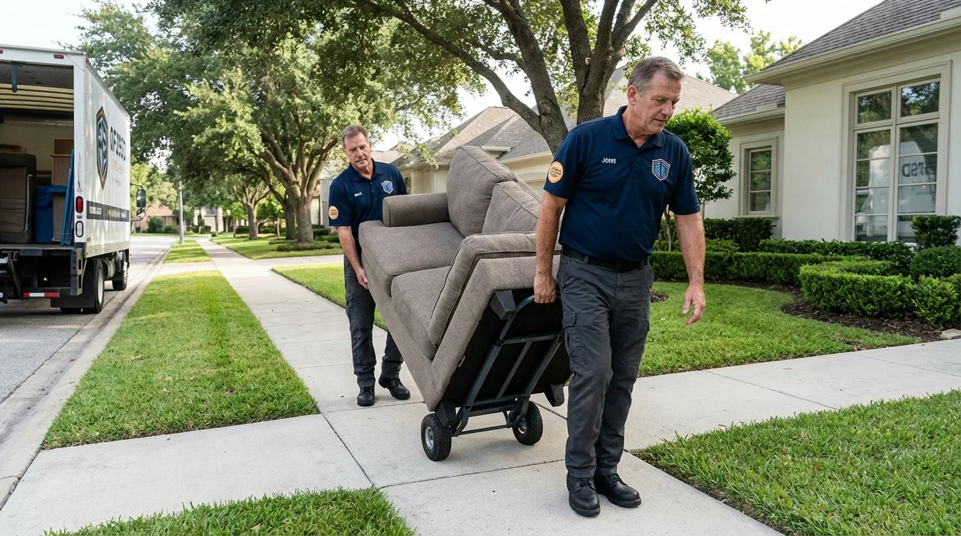 Local residential moving crew loading furniture in Nashville, IL